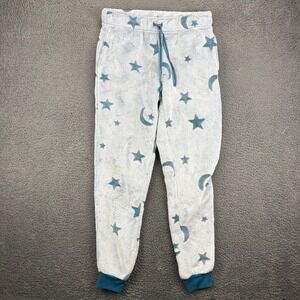 Joyspun Womens Blue Celestial Star Moon Fuzzy Fleece Pajama Pants Small 4-6
